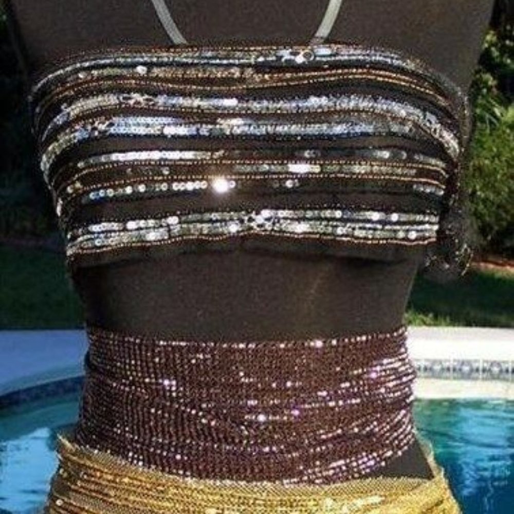 Cache New Sequin Beaded Belt Scarf 4 Colors To Choose From Top Pant $68 NWT